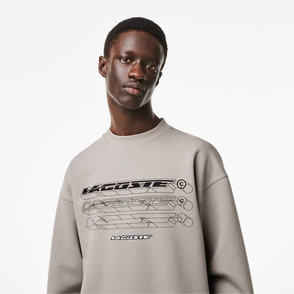 Lacoste Loose Fit Branded Sweatshirt Grey | WJTY-72041