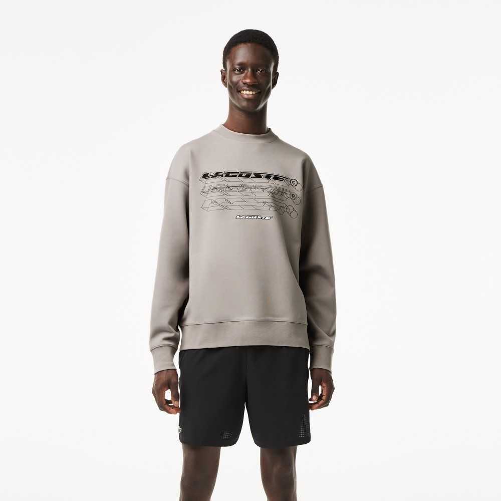 Lacoste Loose Fit Branded Sweatshirt Grey | WJTY-72041