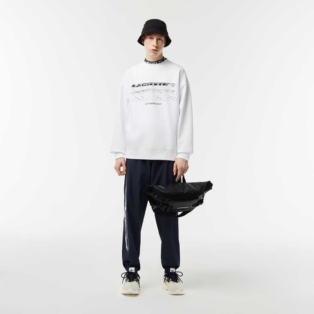 Lacoste Loose Fit Branded Sweatshirt White | KFIR-82679
