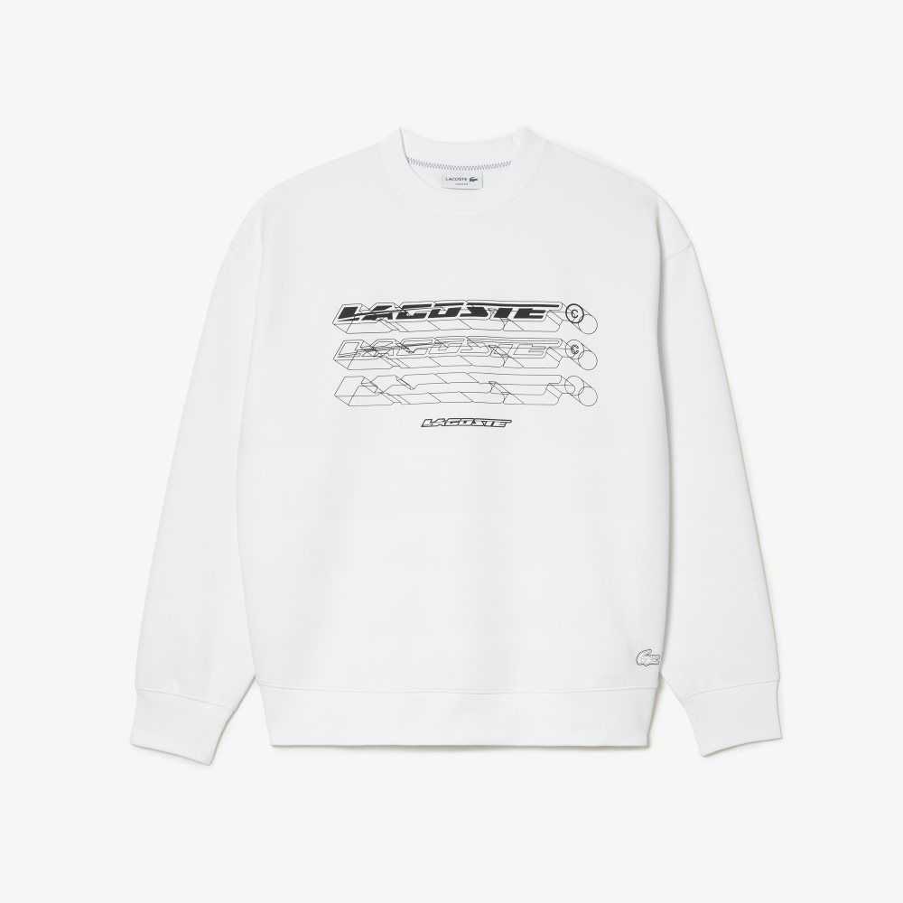 Lacoste Loose Fit Branded Sweatshirt White | KFIR-82679