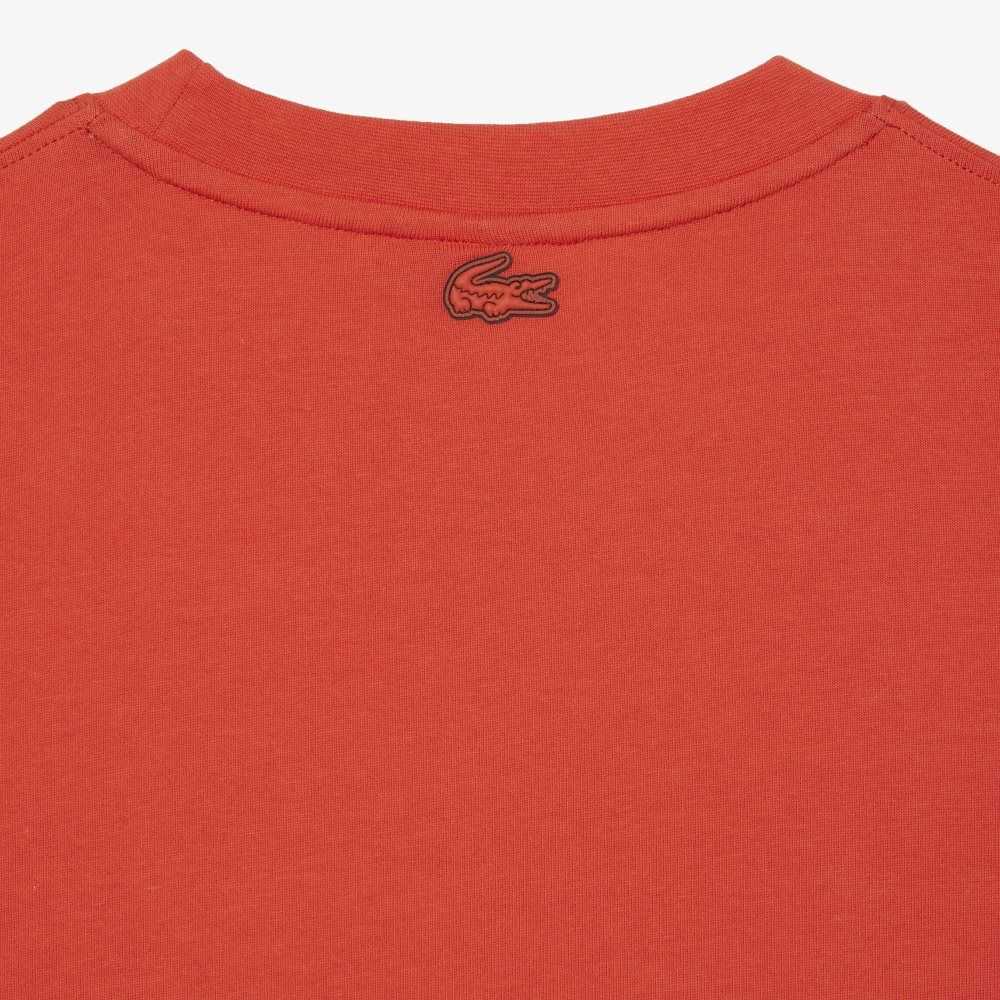 Lacoste Loose Fit Cotton Jersey Print T-Shirt Orange | VFTB-49218