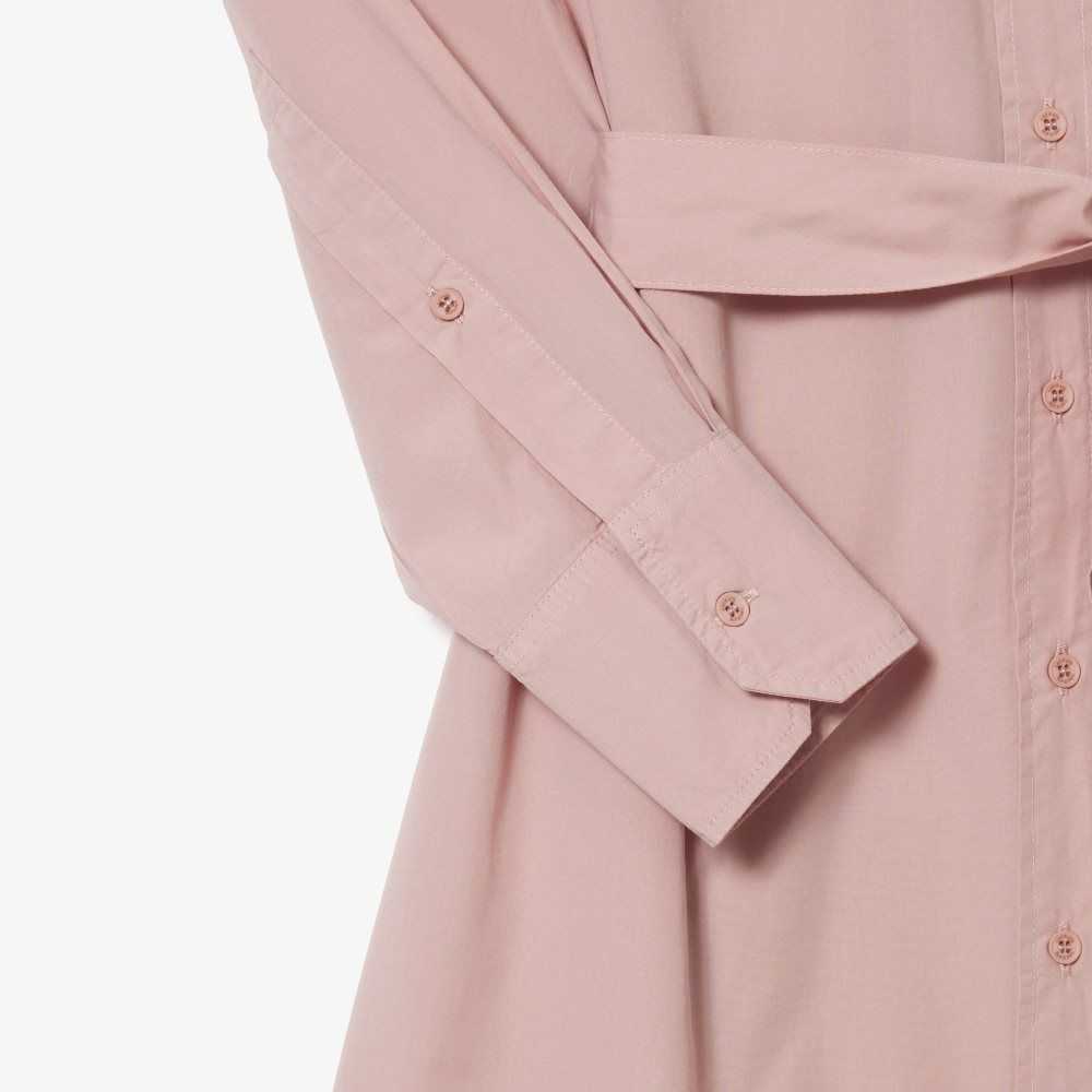 Lacoste Loose Fit Cotton Poplin Shirt Dress Pink | UMFY-05491