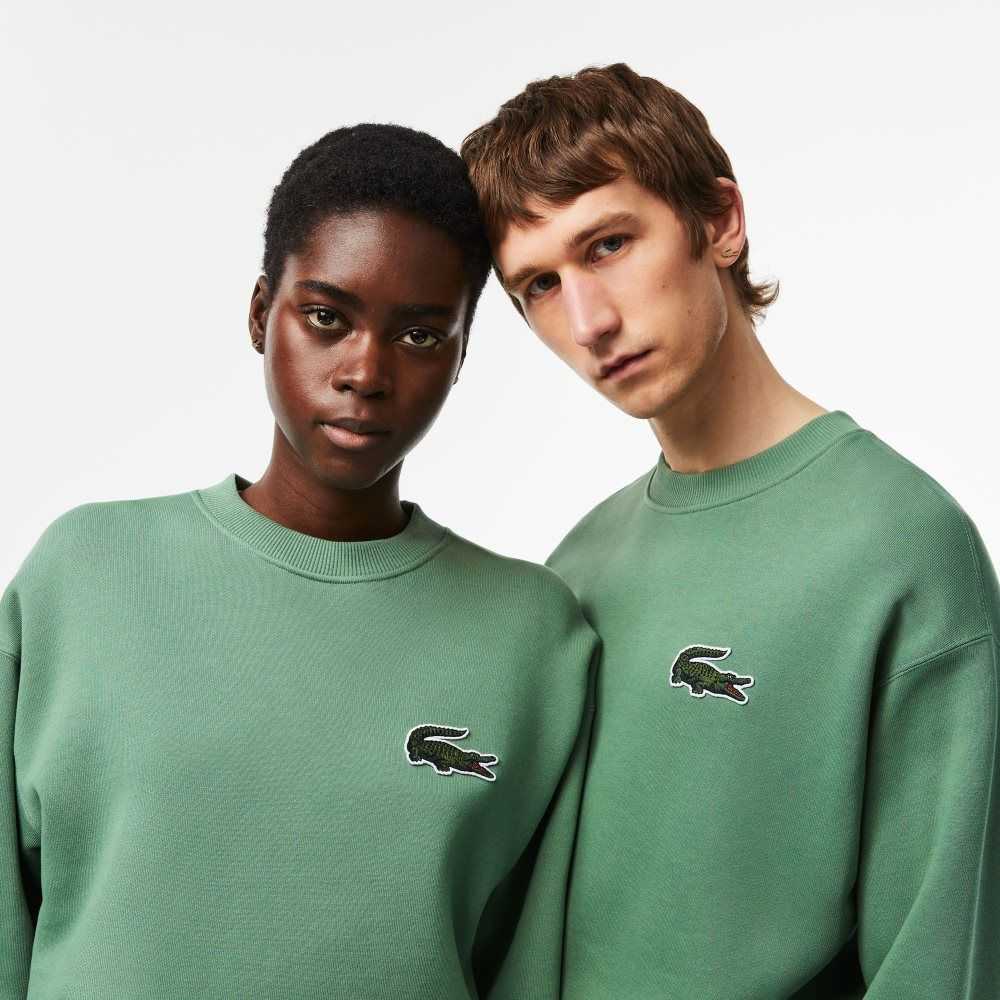 Lacoste Loose Fit Crocodile Badge Sweatshirt Khaki Green | FGOP-81703