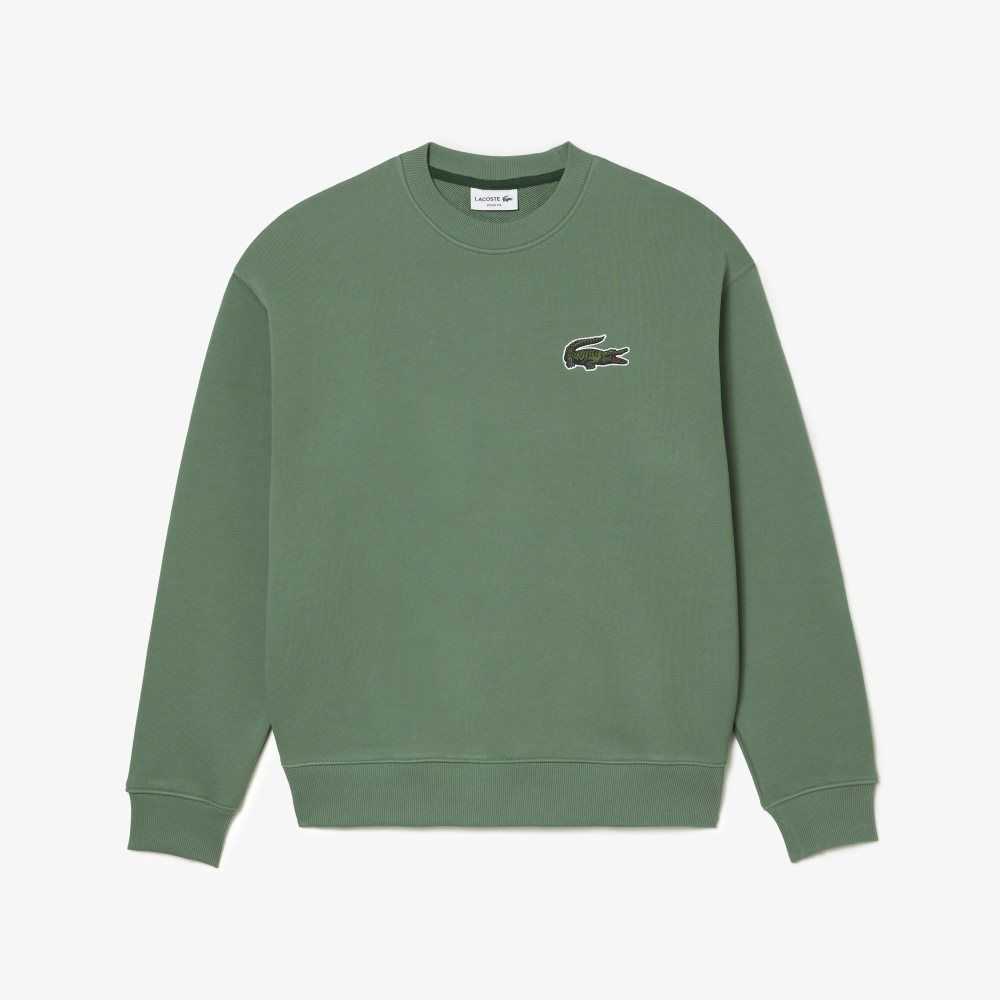 Lacoste Loose Fit Crocodile Badge Sweatshirt Khaki Green | FGOP-81703