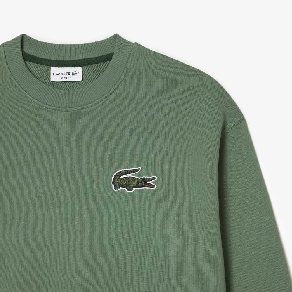 Lacoste Loose Fit Crocodile Badge Sweatshirt Khaki Green | FGOP-81703