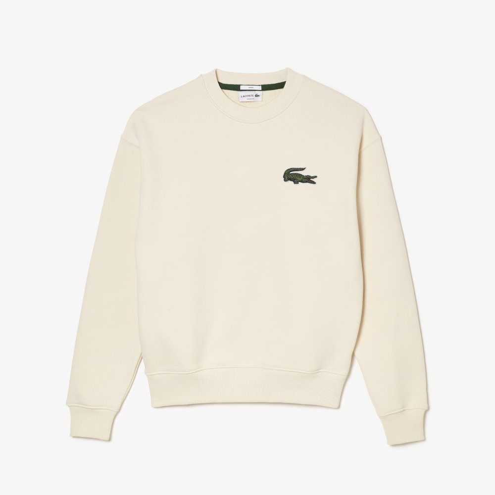 Lacoste Loose Fit Crocodile Badge Sweatshirt White | GOJC-87204