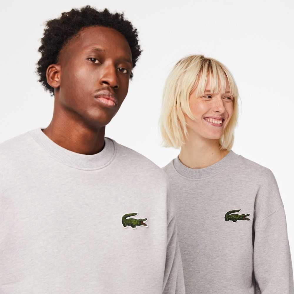 Lacoste Loose Fit Crocodile Badge Sweatshirt Grey Chine | KSPG-19846