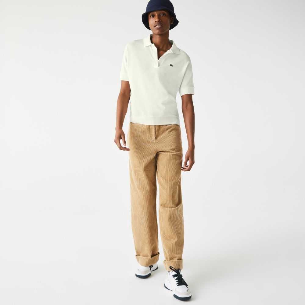Lacoste Loose Fit Flowy Pique Polo White | LDPX-71380