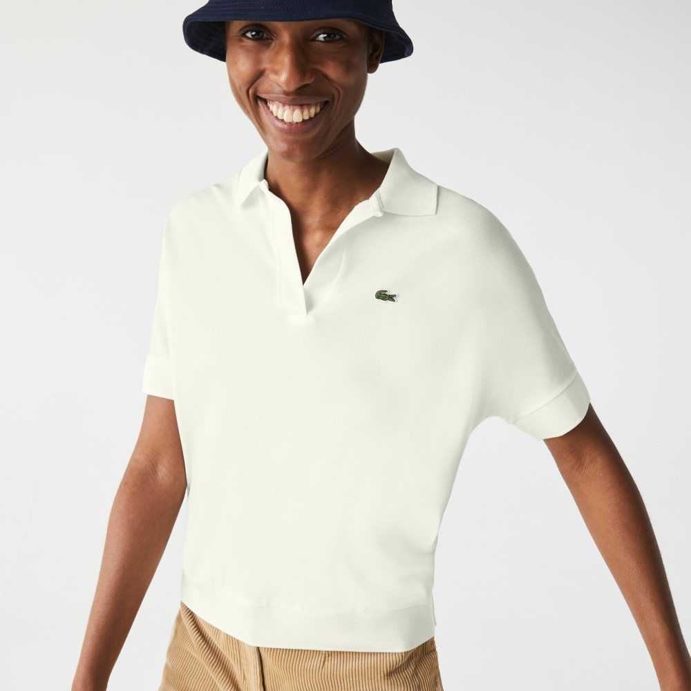 Lacoste Loose Fit Flowy Pique Polo White | LDPX-71380