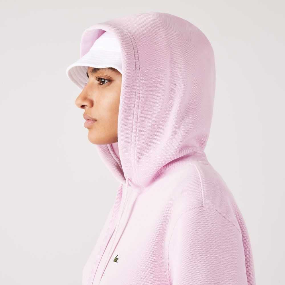 Lacoste Loose Fit Hooded Cotton Blend Sweatshirt Pink | DABW-57901