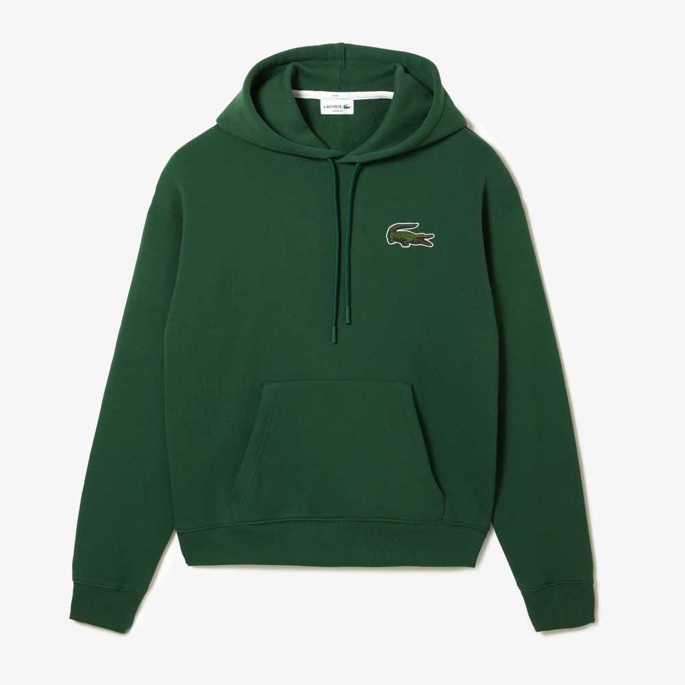 Lacoste Loose Fit Hooded Organic Cotton Sweatshirt Green | CKHE-80534