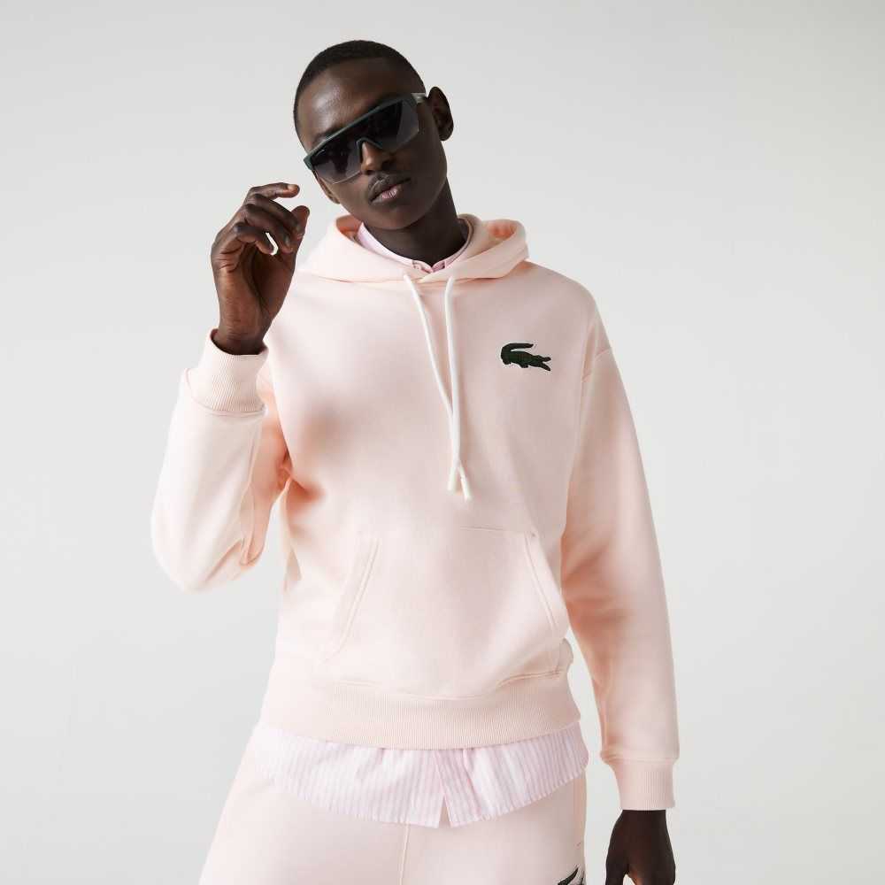 Lacoste Loose Fit Hooded Organic Cotton Sweatshirt Light Pink | KUPV-59610