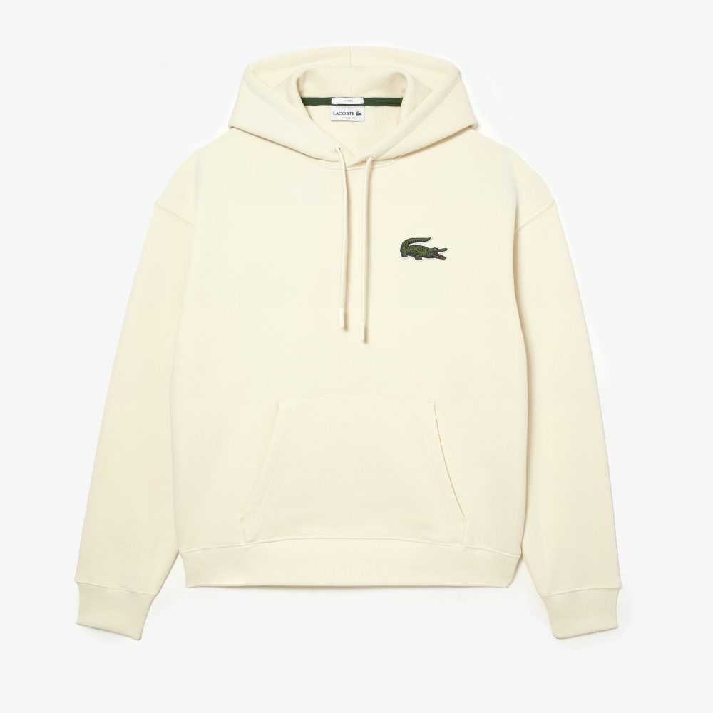 Lacoste Loose Fit Hooded Organic Cotton Sweatshirt White | MVNL-19605