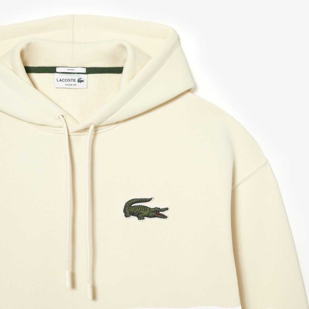 Lacoste Loose Fit Hooded Organic Cotton Sweatshirt White | MVNL-19605