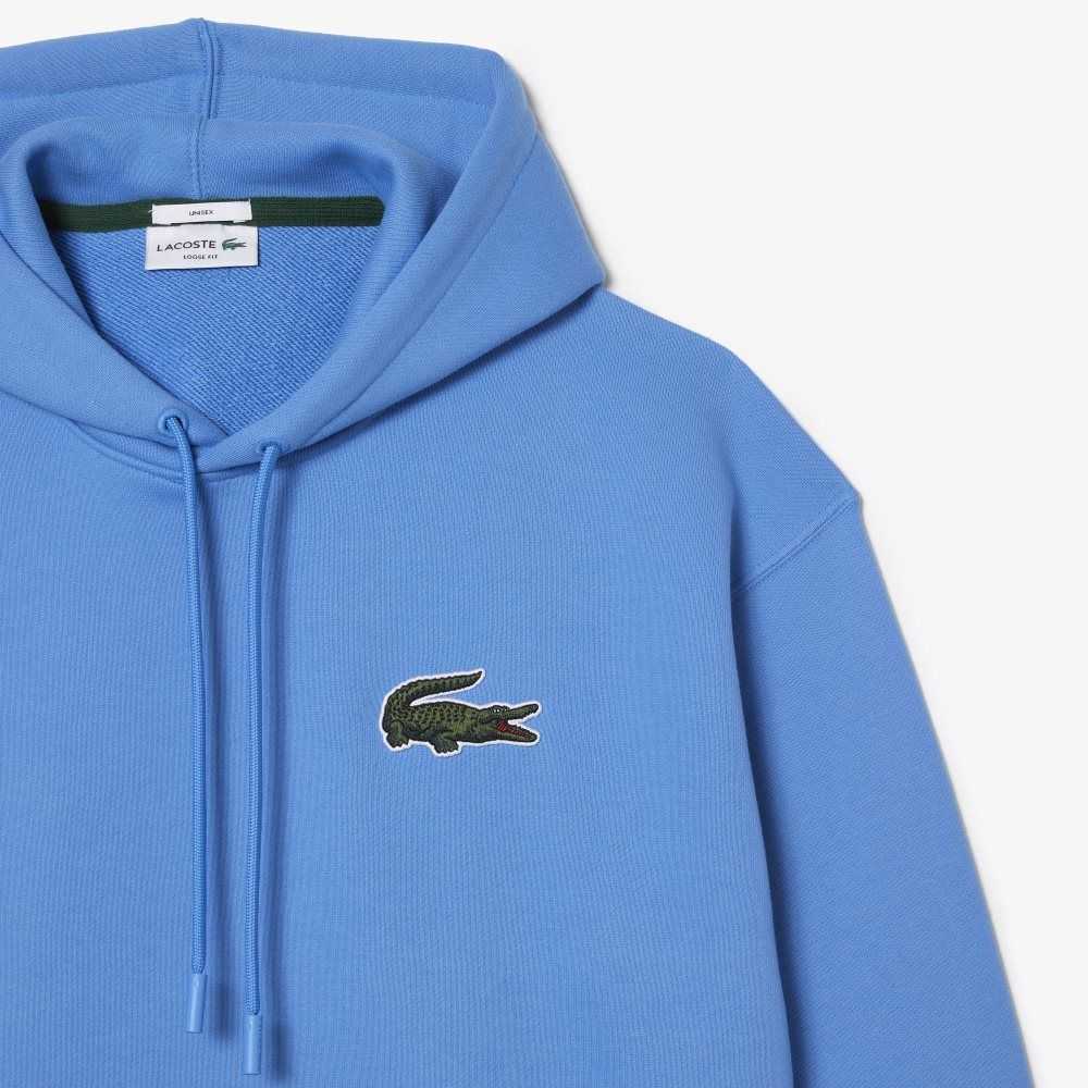 Lacoste Loose Fit Hooded Organic Cotton Sweatshirt Blue | WUSF-68372