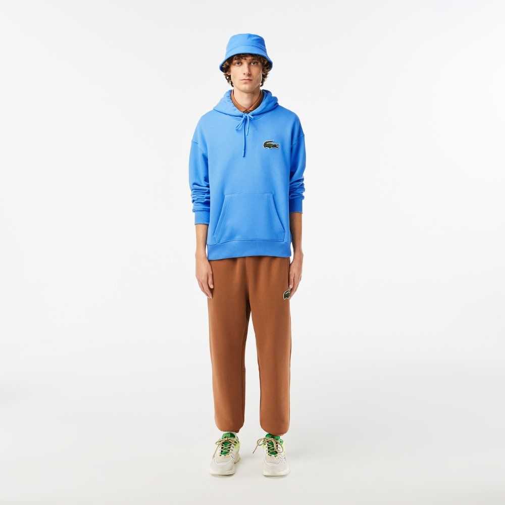 Lacoste Loose Fit Hooded Organic Cotton Sweatshirt Blue | WUSF-68372