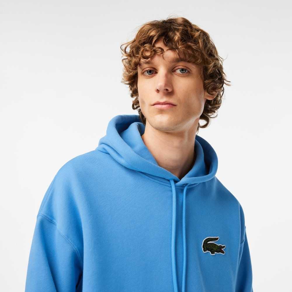 Lacoste Loose Fit Hooded Organic Cotton Sweatshirt Blue | WUSF-68372