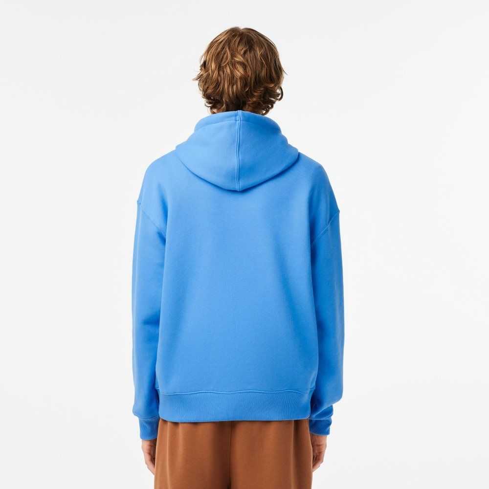 Lacoste Loose Fit Hooded Organic Cotton Sweatshirt Blue | WUSF-68372