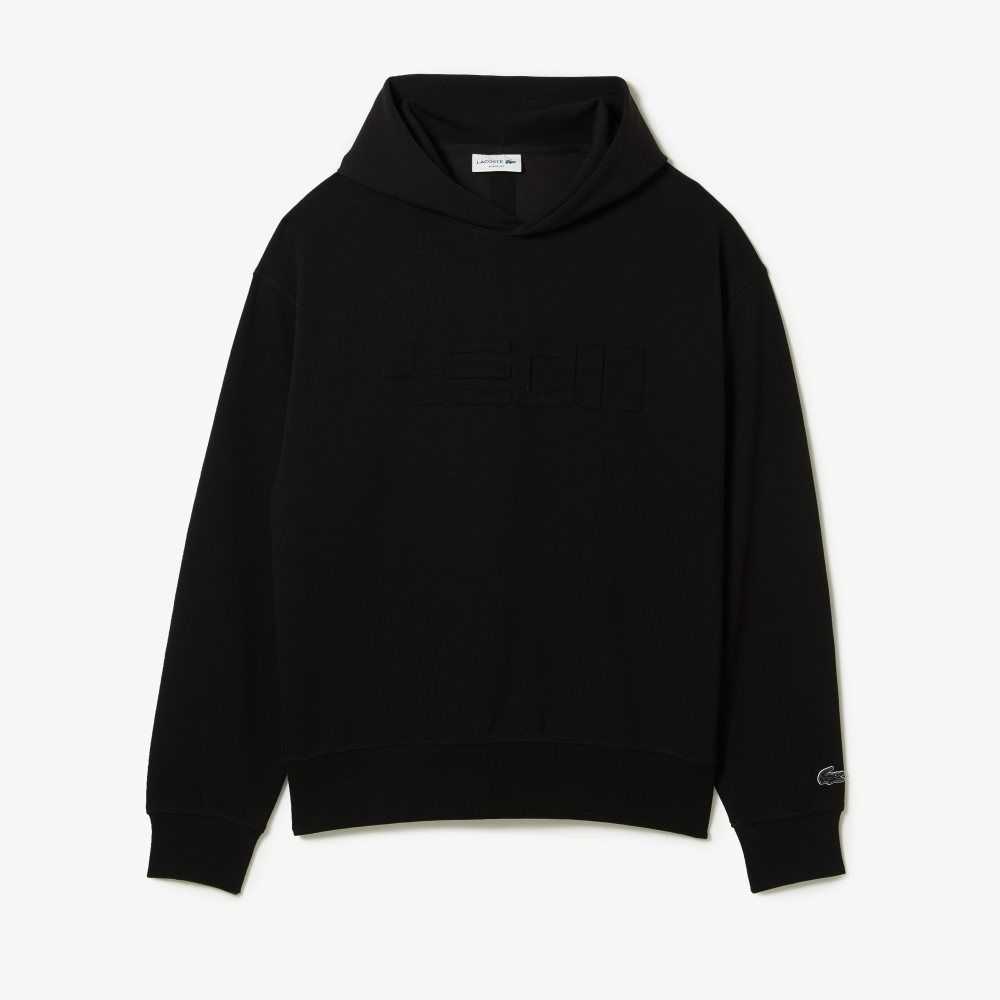 Lacoste Loose Fit Hooded Sweatshirt Black | IMDC-96802