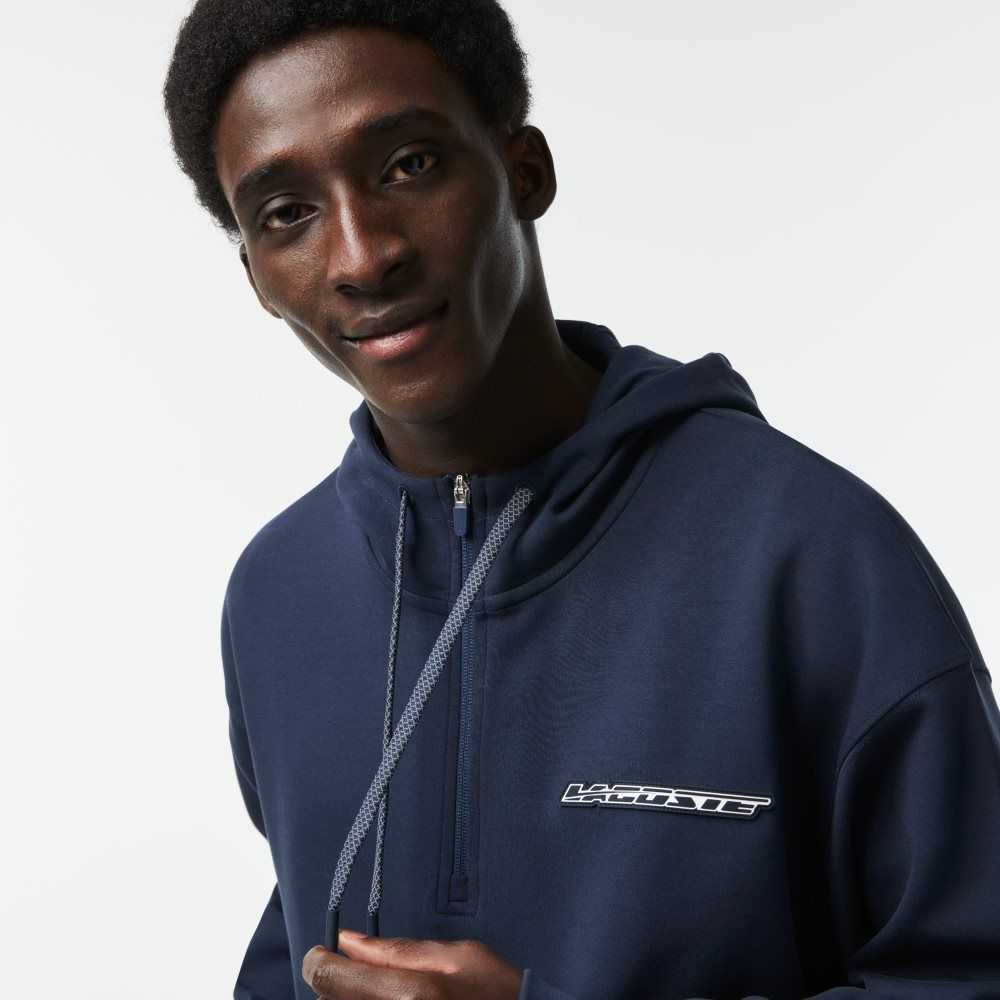 Lacoste Loose Fit Hoodie Blue | QLAX-57321