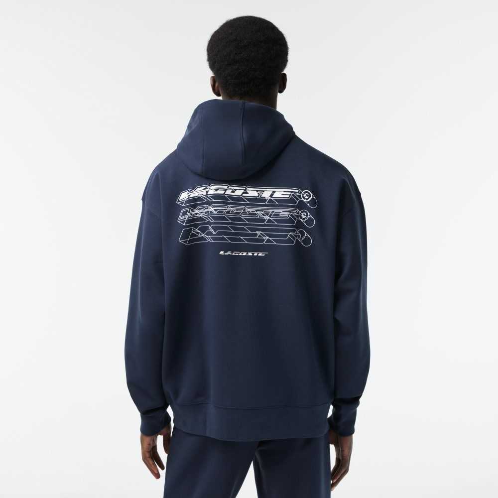 Lacoste Loose Fit Hoodie Blue | QLAX-57321
