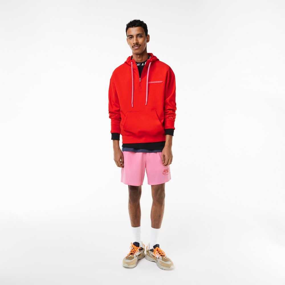 Lacoste Loose Fit Hoodie Red | VJES-94260