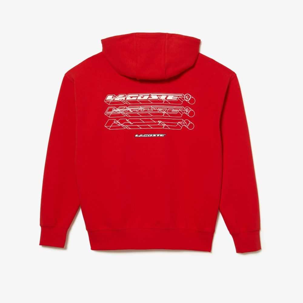 Lacoste Loose Fit Hoodie Red | VJES-94260