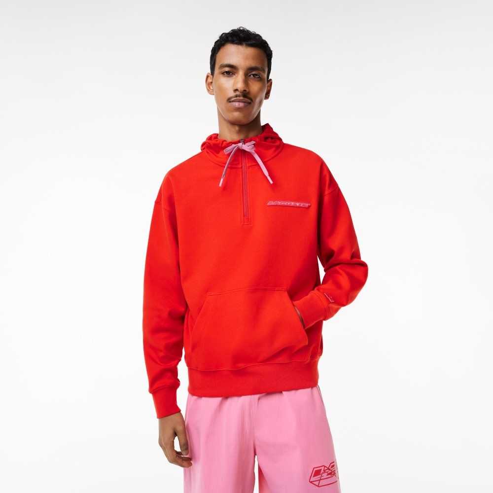 Lacoste Loose Fit Hoodie Red | VJES-94260