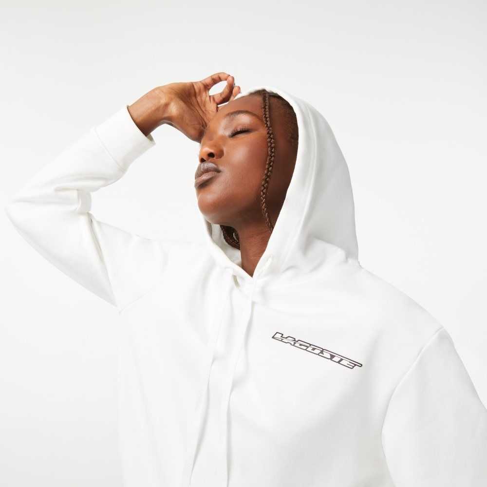 Lacoste Loose Fit Hoodie with Contrast Branding White | AKSX-58412