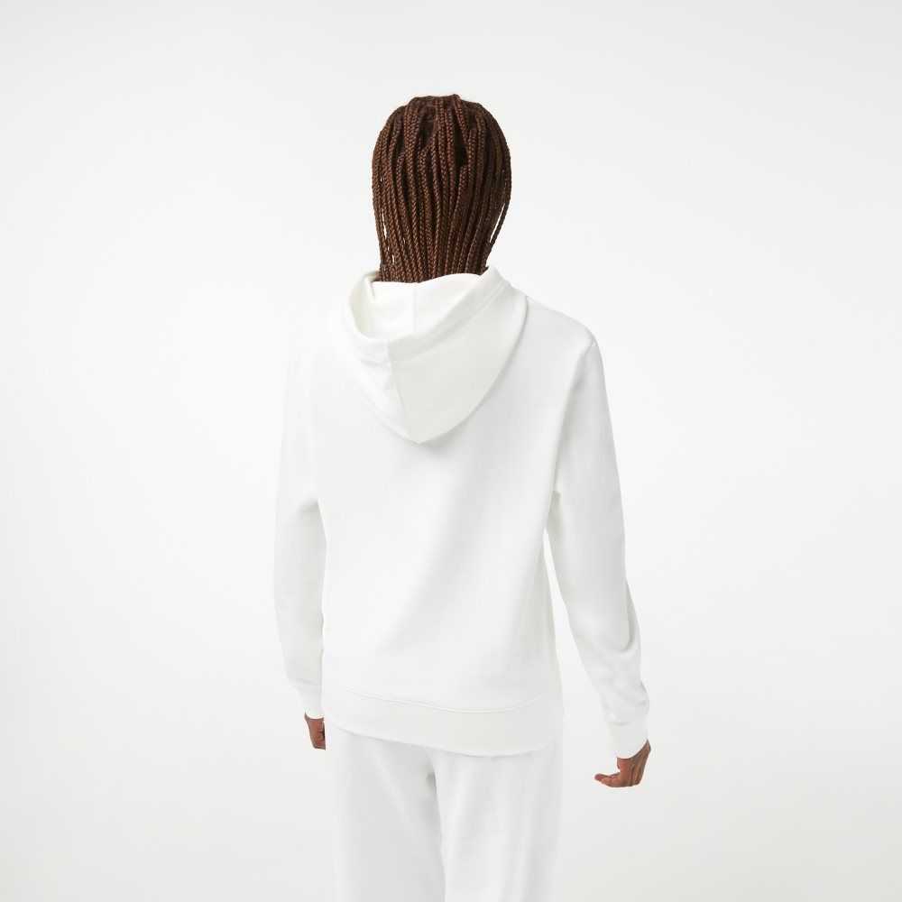 Lacoste Loose Fit Hoodie with Contrast Branding White | AKSX-58412