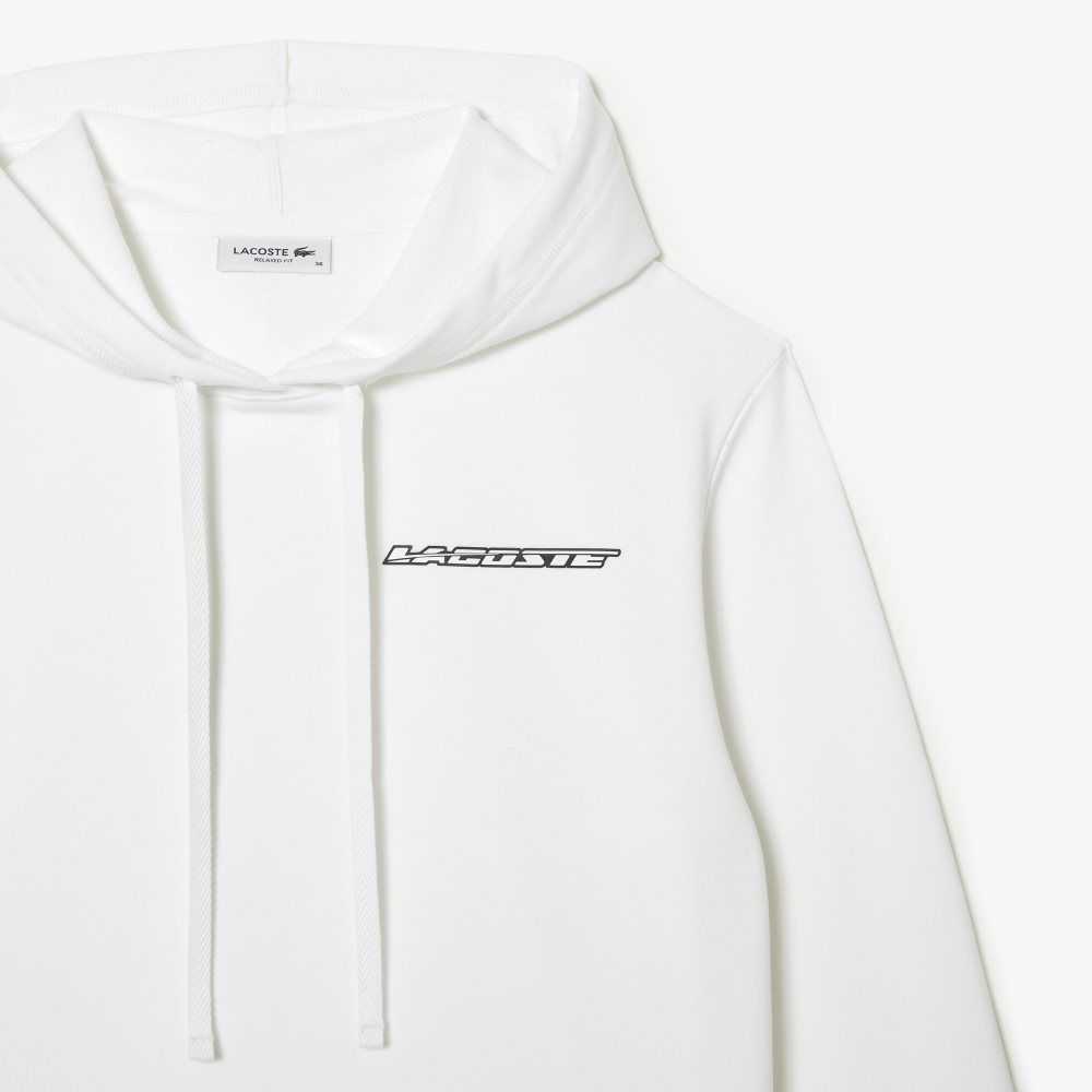 Lacoste Loose Fit Hoodie with Contrast Branding White | AKSX-58412