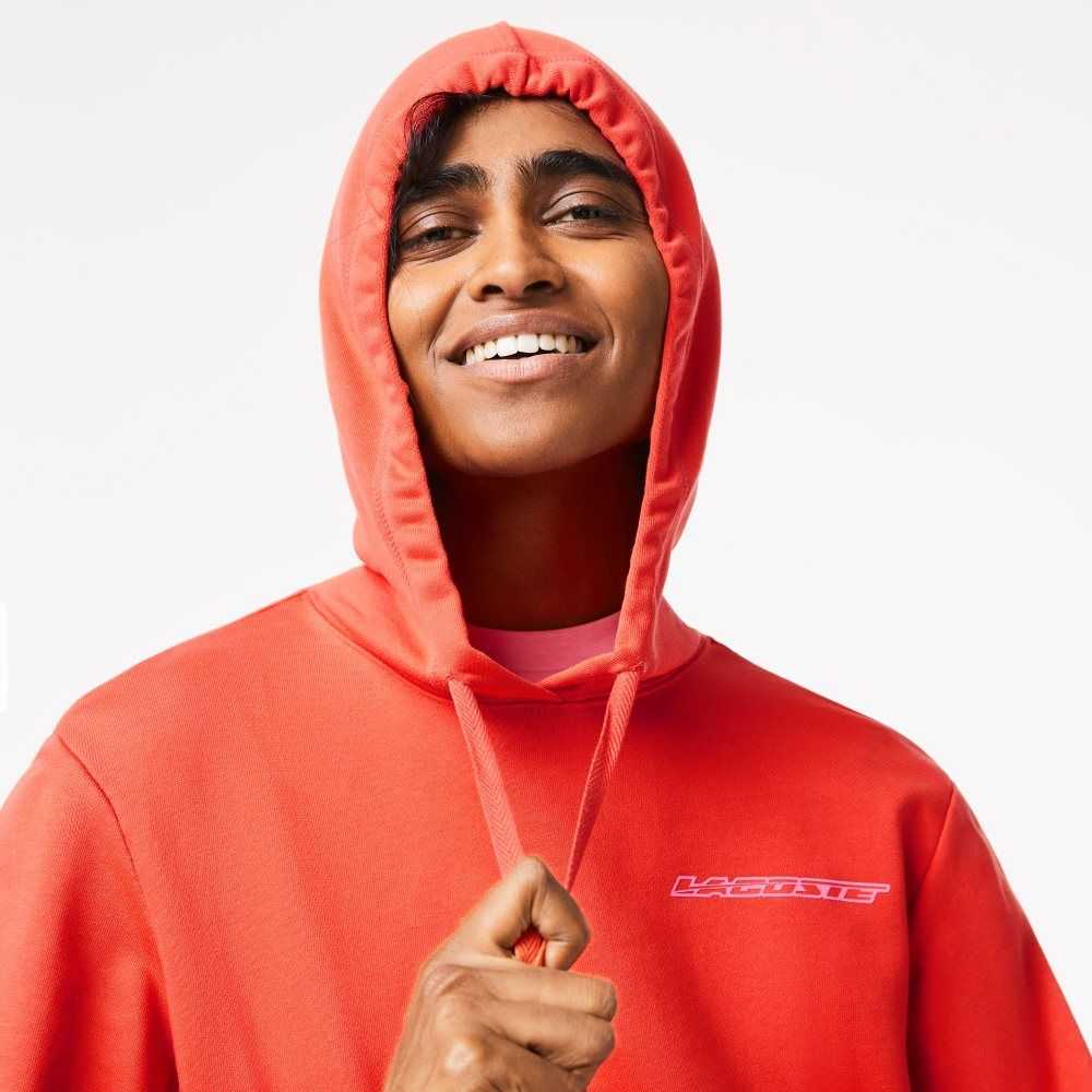 Lacoste Loose Fit Hoodie with Contrast Branding Orange | HMRZ-75620