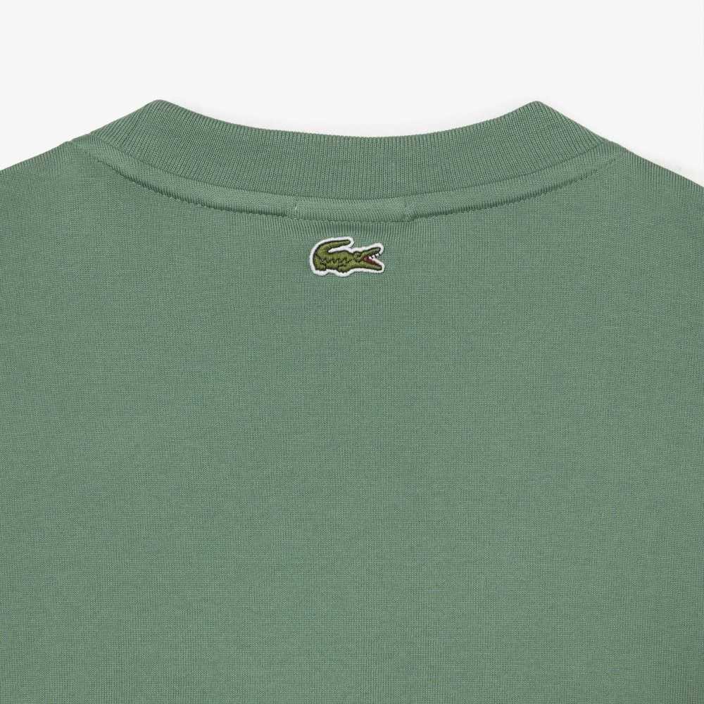 Lacoste Loose Fit Large Crocodile Organic Cotton T-Shirt Khaki Green | IGEY-73598