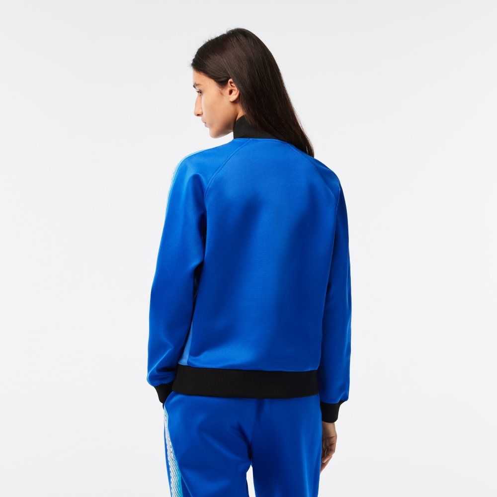 Lacoste Loose Fit Logo Stripe Zipped Sweatshirt Blue / Black | IPAJ-46105