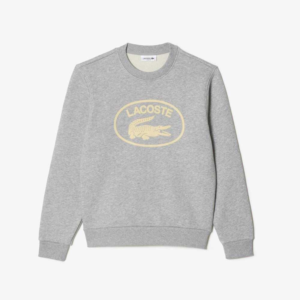 Lacoste Loose Fit Organic Cotton Fleece Sweatshirt Grey Chine | RCSA-07284