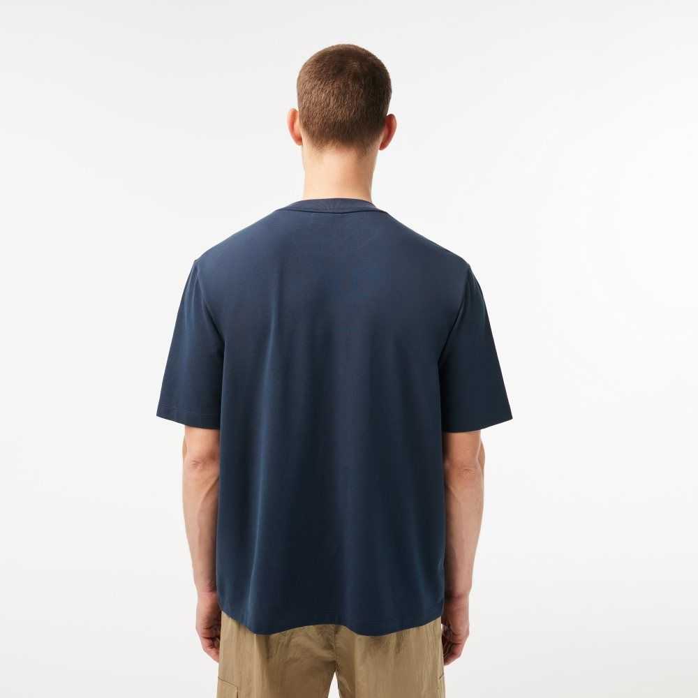 Lacoste Loose Fit Organic Cotton Pique T-Shirt Blue | SEPI-76401