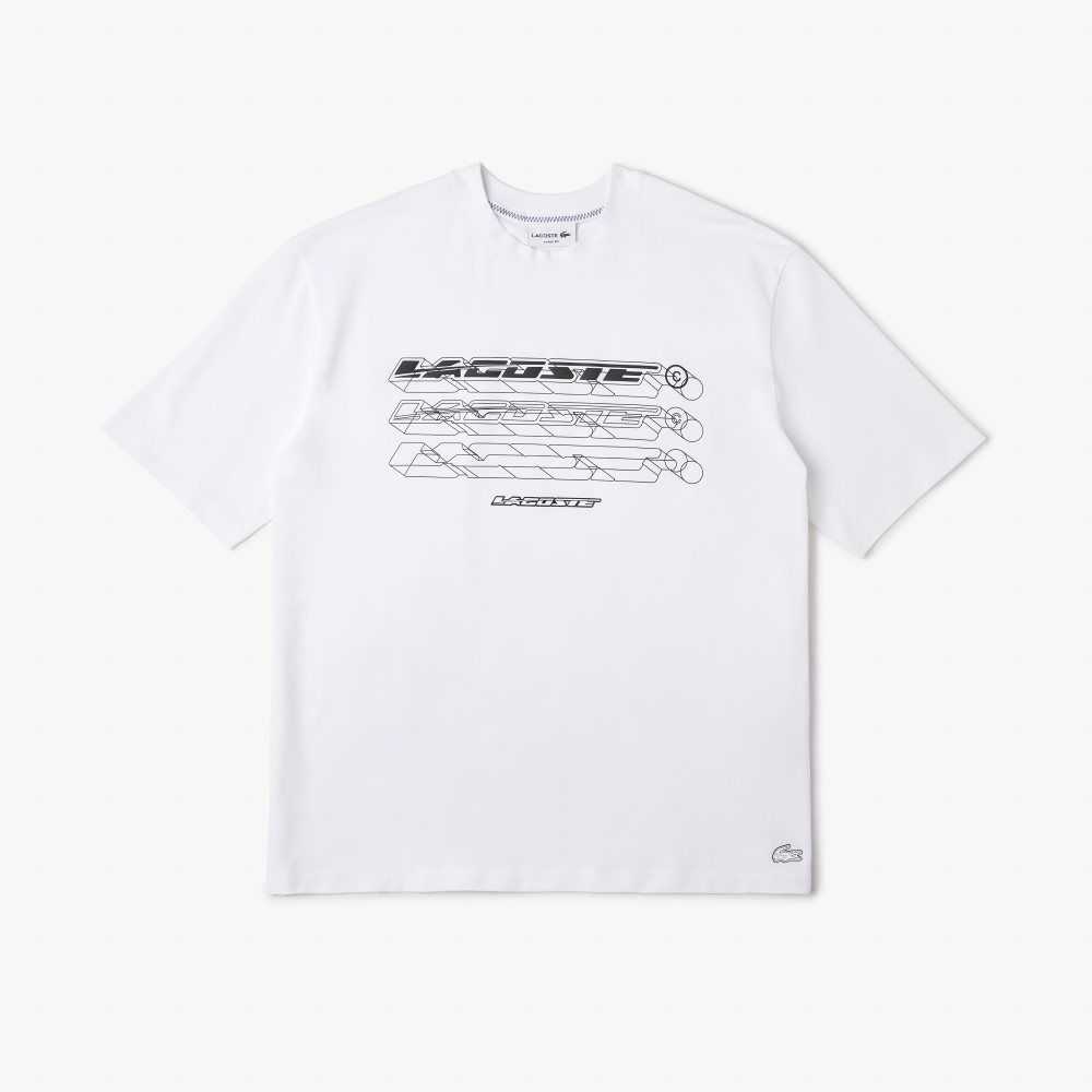 Lacoste Loose Fit Organic Cotton Pique T-Shirt White | TIPB-45271