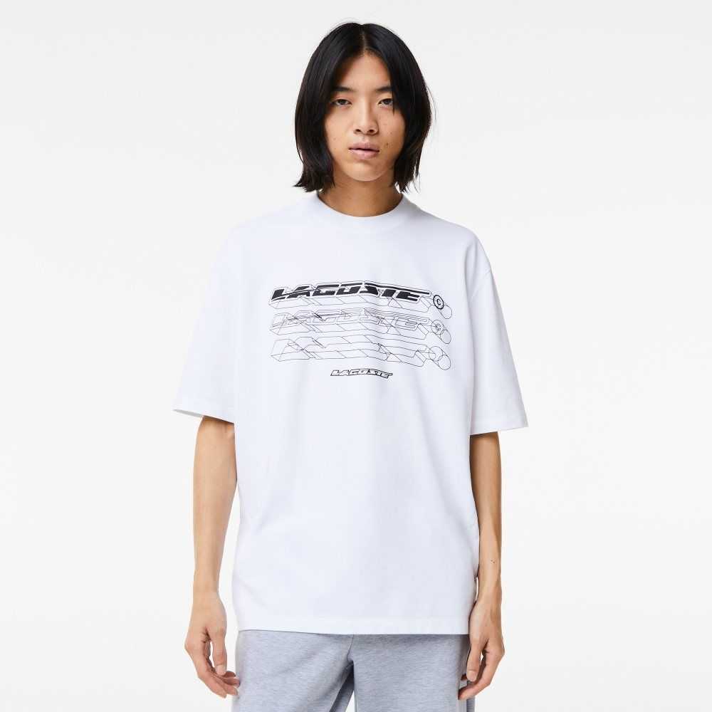 Lacoste Loose Fit Organic Cotton Pique T-Shirt White | TIPB-45271