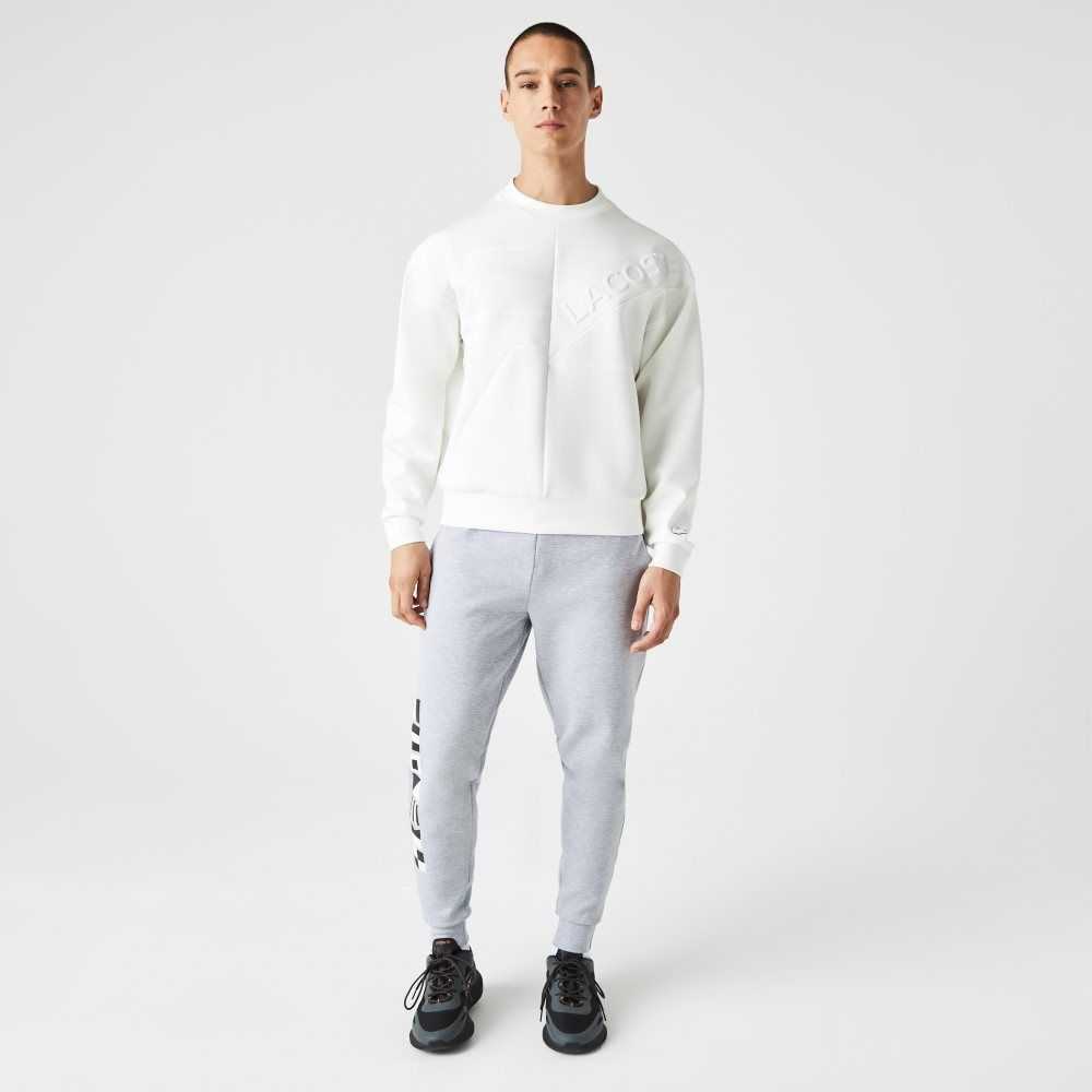 Lacoste Loose Fit Patchwork Effect Sweatshirt White | PXFL-19786