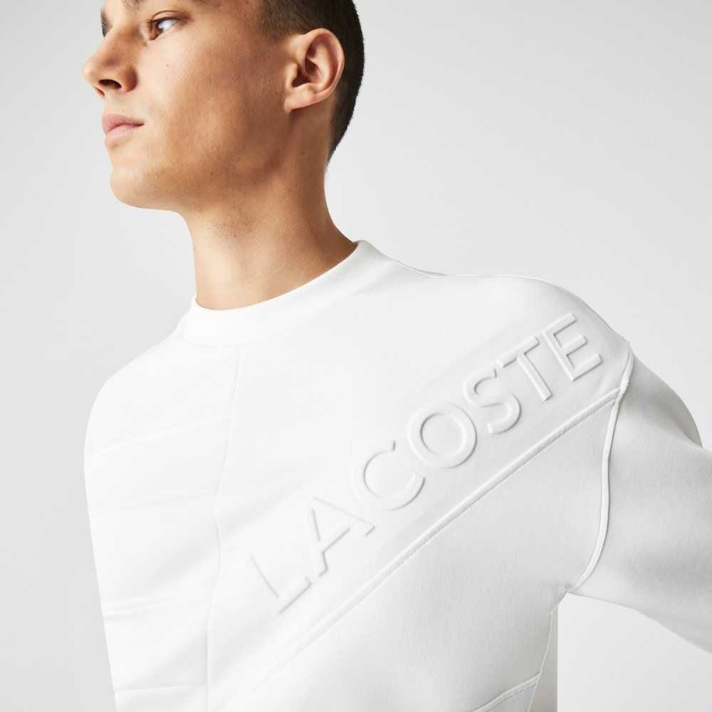 Lacoste Loose Fit Patchwork Effect Sweatshirt White | PXFL-19786