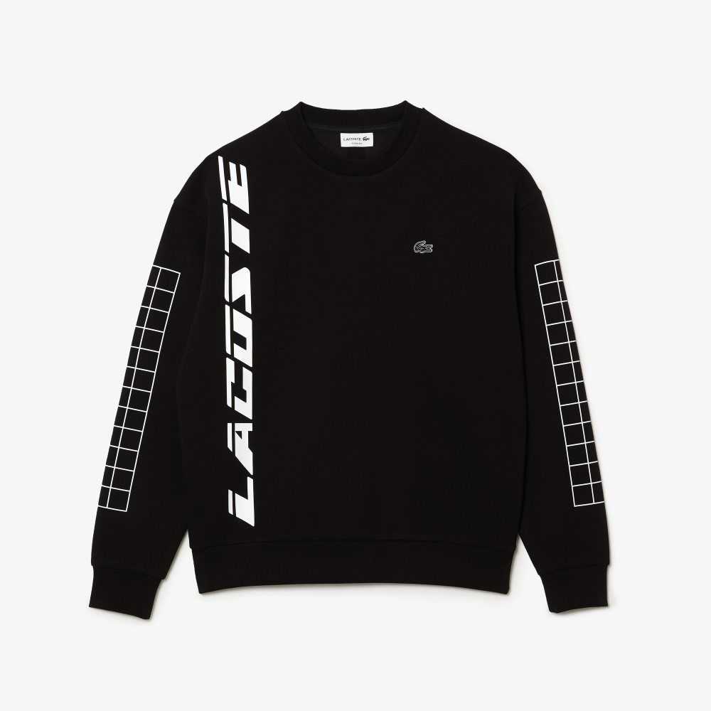 Lacoste Loose Fit Pique Sweatshirt Black | GOQR-46837