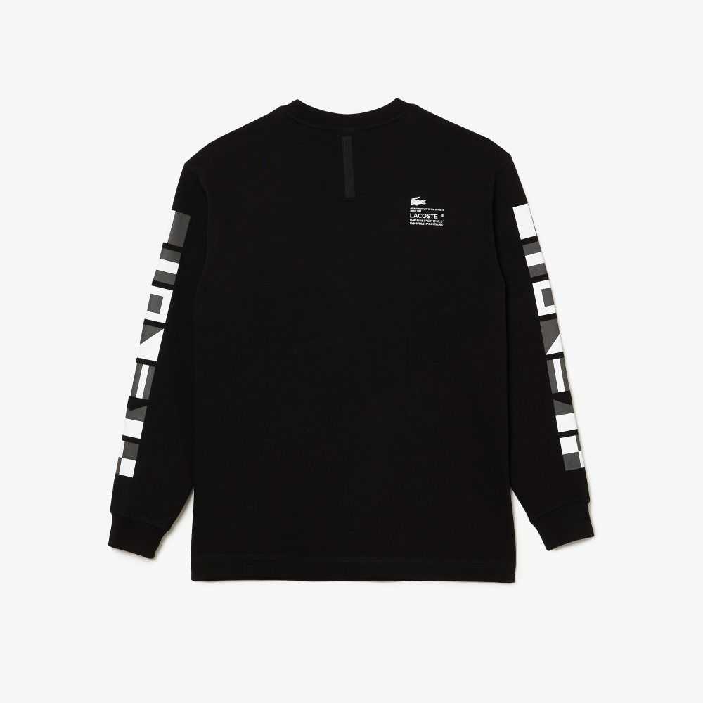 Lacoste Loose Fit Pique Sweatshirt Black | GOQR-46837