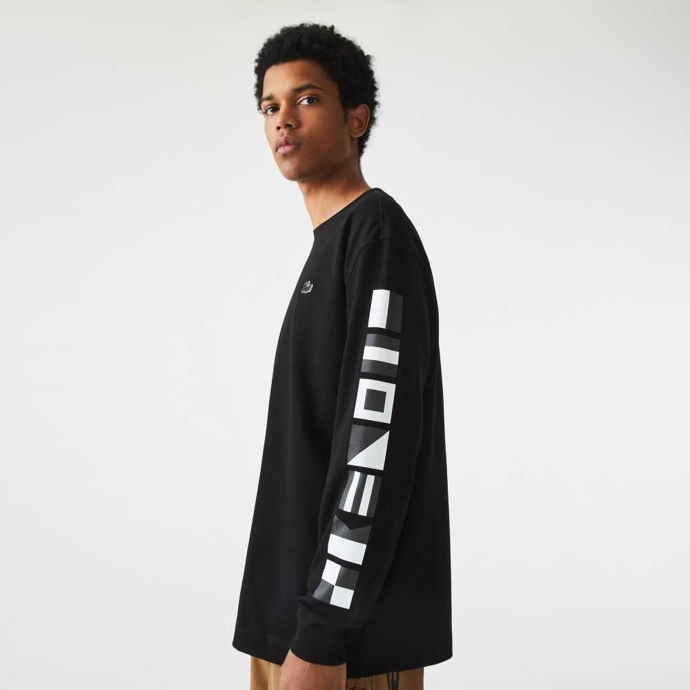 Lacoste Loose Fit Print T-Shirt Black | OIGD-21439