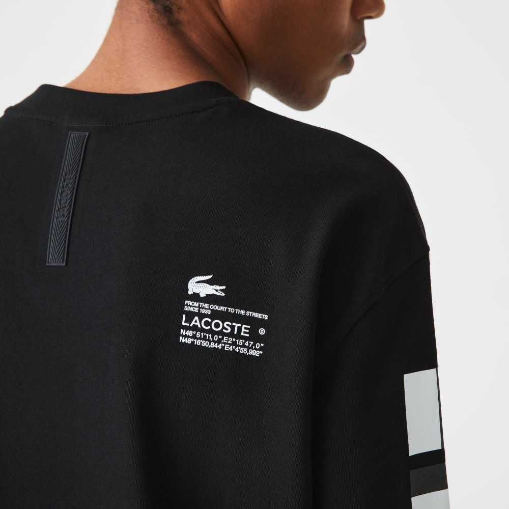 Lacoste Loose Fit Print T-Shirt Black | OIGD-21439