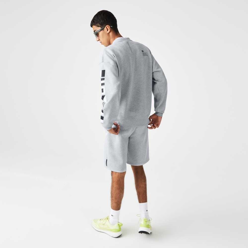 Lacoste Loose Fit Reflective Print Sweatshirt Grey Chine | VJPL-32819