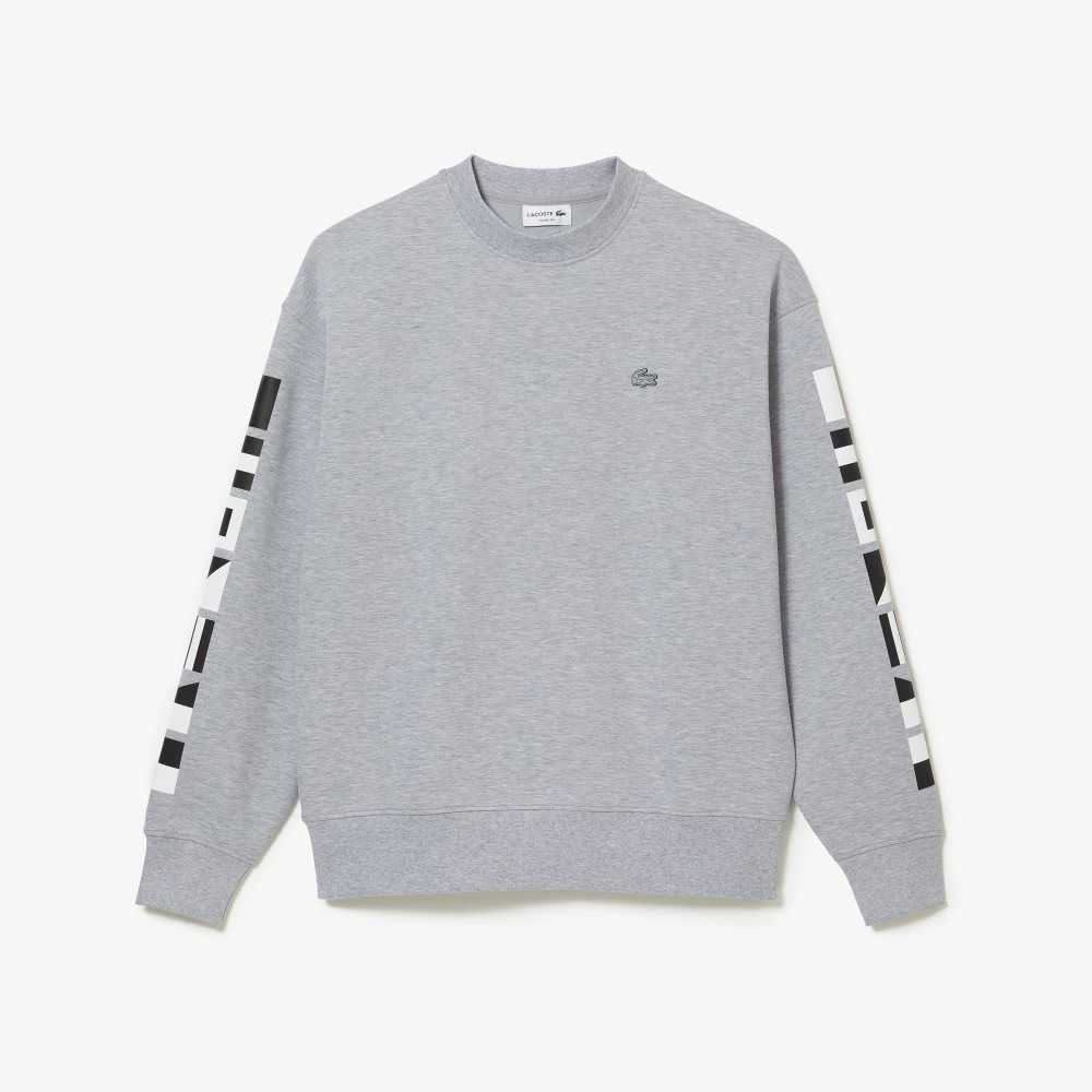 Lacoste Loose Fit Reflective Print Sweatshirt Grey Chine | VJPL-32819