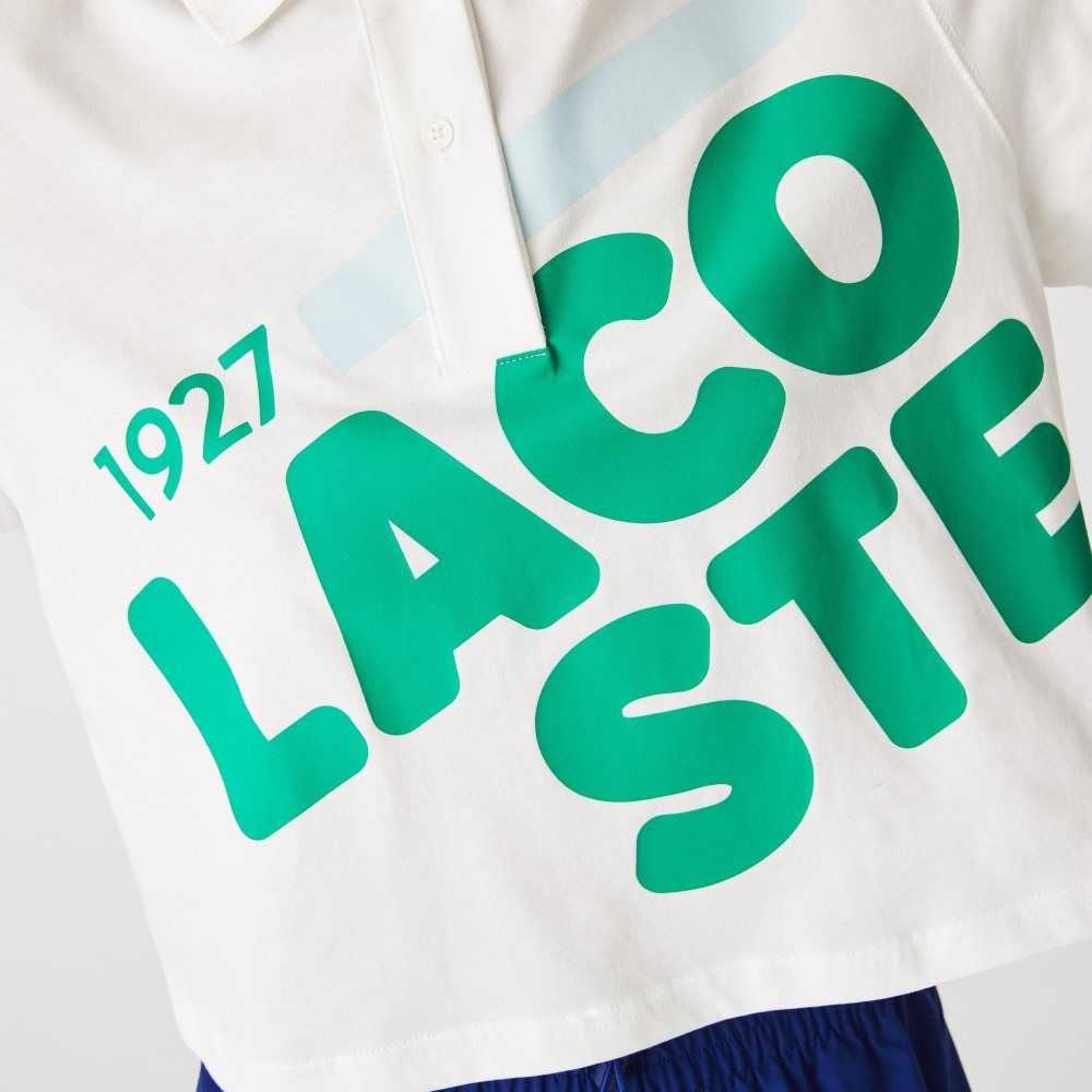 Lacoste Loose Fit Short Print Organic Cotton Polo White | RBSY-63027