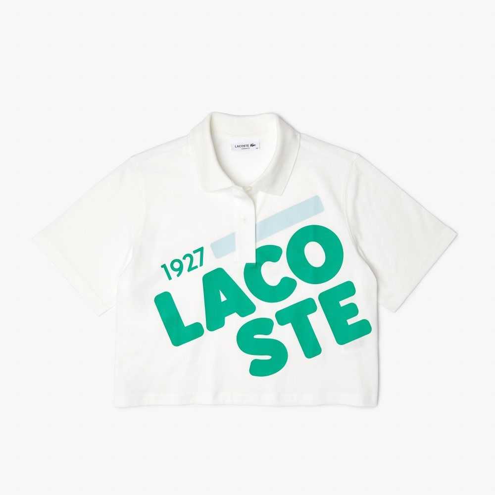 Lacoste Loose Fit Short Print Organic Cotton Polo White | RBSY-63027