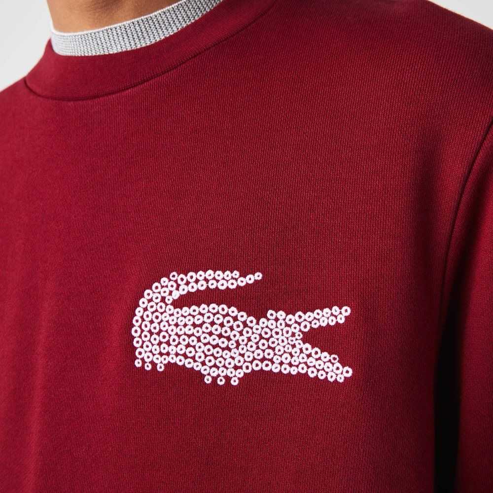 Lacoste Made In France Organic Cotton Fleece Sweatshirt Bordeaux | GQSK-57832