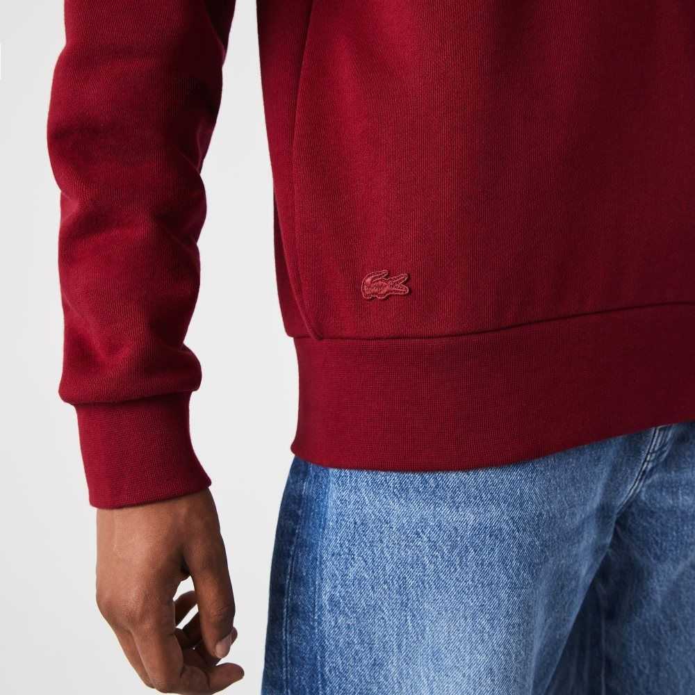 Lacoste Made In France Organic Cotton Fleece Sweatshirt Bordeaux | GQSK-57832